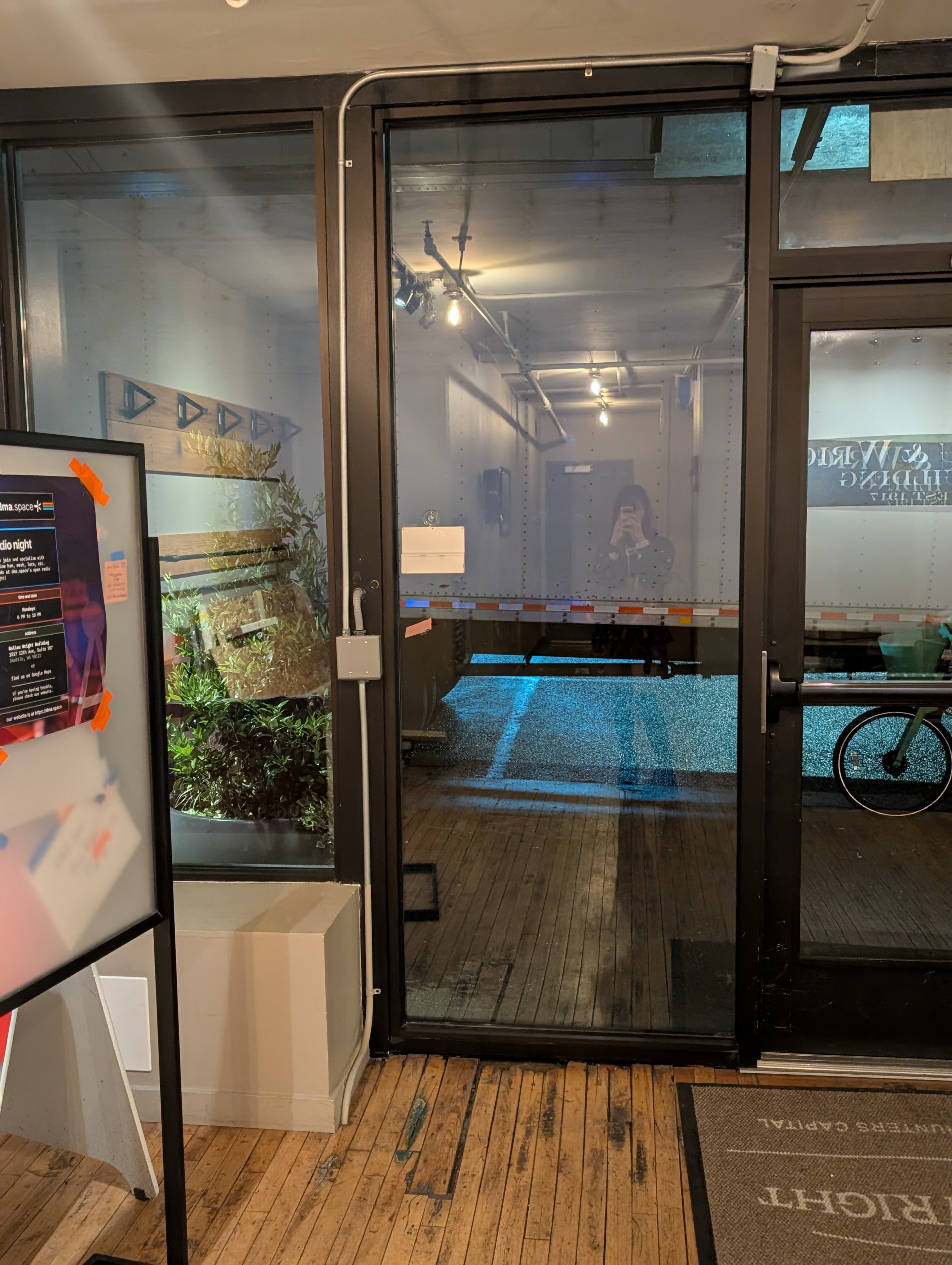 where the eink sign is put, looking from inside out